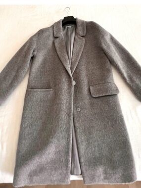 ANTONIO MELANI Grey Single-Breasted Wool-Blend Pea Coat
